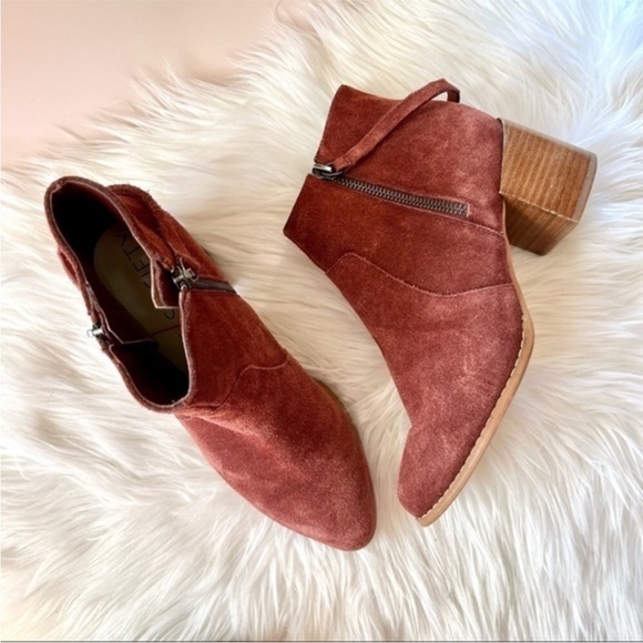 Sole Society Everleigh Burgundy Suede Leather Double Zip Casual Ankle Booties - Picture 8 of 8
